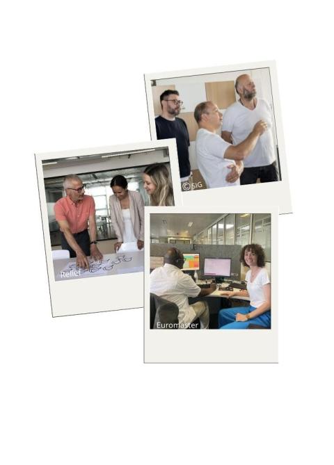 Photos de 3 binômes dans leur entreprise